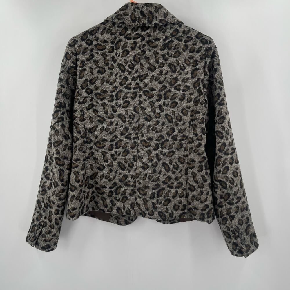 LOFT ANN TAYLOR Blazer Small Wool Blend Business Animal Print Office Work Career - Picture 3 of 12